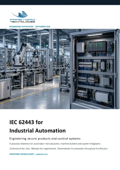 Cover of the PRAETORIO whitepaper IEC 62443 for Industrial Automation